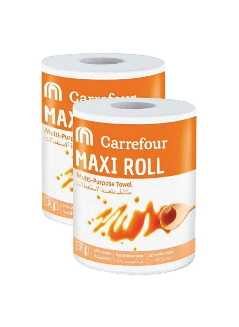 Maxi Multi-Purpose Towel White 350 Sheets 2 Rolls