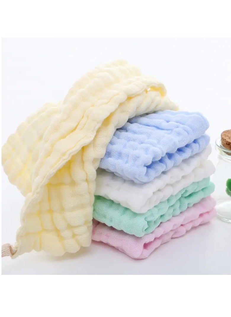 5pcs Soft & Absorbent 6-Layer Muslin Cotton Baby Washcloths - Perfect For Sensitive Skin & Baby Registry Shower Assorted Color