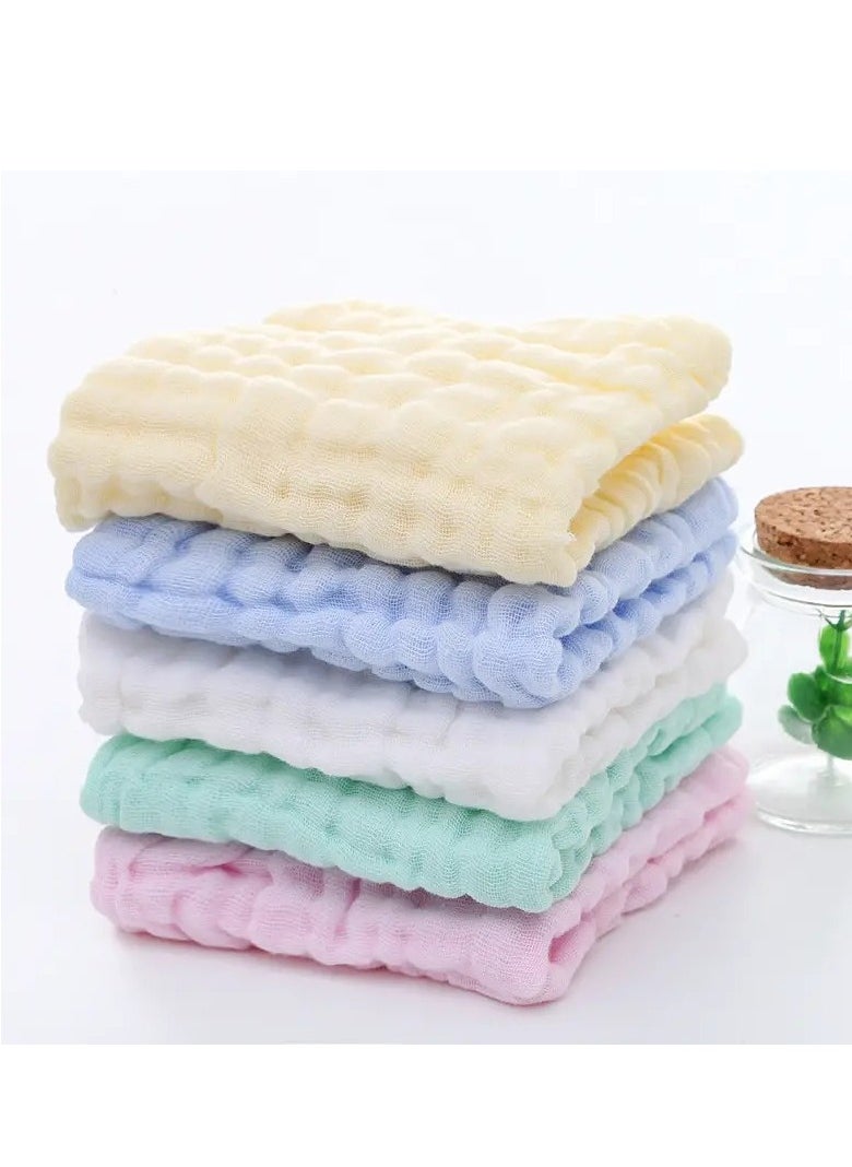 5pcs Soft & Absorbent 6-Layer Muslin Cotton Baby Washcloths - Perfect For Sensitive Skin & Baby Registry Shower Assorted Color