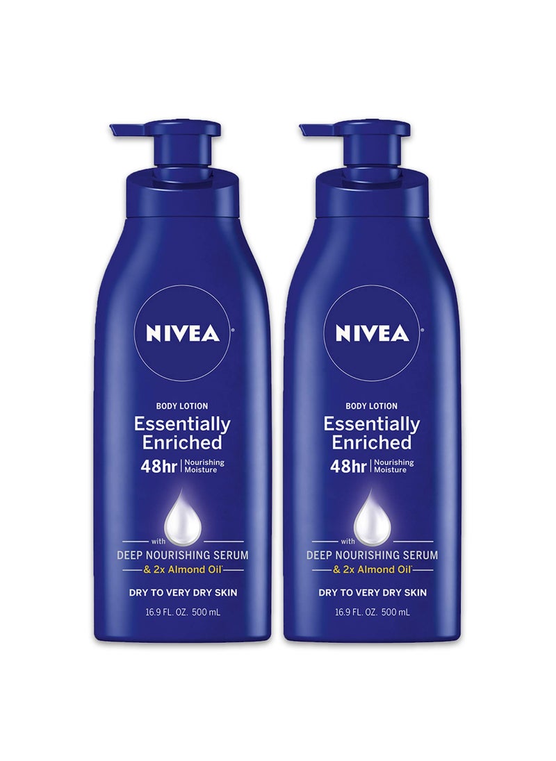 NIVEAEssentially Enriched Body Lotion for Dry Skin, Pack of 2, 16.9 Fl Oz Pump Bottles