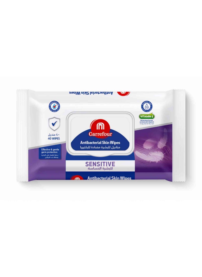 Antibacterial Skin Wipes Sensitive White 40 Wipes