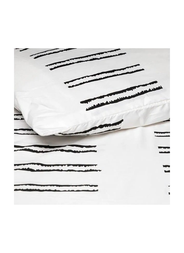 Line Codes Duvet Cover Set – Double/Queen 4-Piece Bedding Set: 1X Duvet Cover 200x200cm, 1X Fitted Sheet 180x200cm + 30cm, 2X Pillowcases 50x75cm