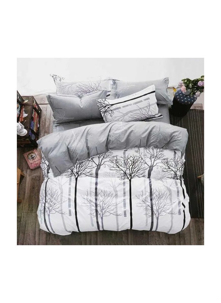 Silvana Duvet Cover Set – Double Size 4-Piece Bedding Set: 1X Duvet Cover 200x200cm, 1X Fitted Sheet 180x200cm + 30cm, 2X Pillowcases 50x75cm