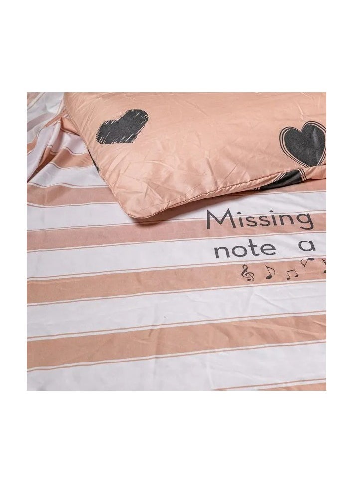 Salmon Duvet Cover Set – Double/Queen 4-Piece Bedding Set: 1X Duvet Cover 200x200cm, 1X Fitted Sheet 180x200cm + 30cm, 2X Pillowcases 50x75cm