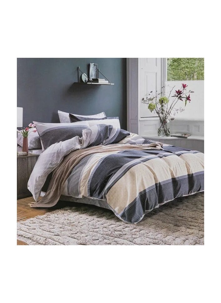 Joyful Duvet Cover Set – Double/Queen 4-Piece Bedding Set: 1X Duvet Cover 200x200cm, 1X Fitted Sheet 180x200cm + 30cm, 2X Pillowcases 50x75cm