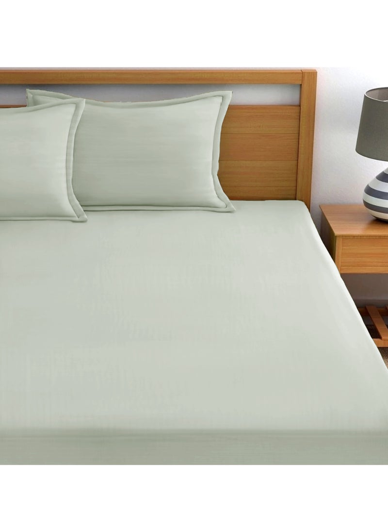 Cotton tc300 Fitted Bed Sheets +  Pillow Covers, King/Queen/Double/Single Sizes, Color Pearl