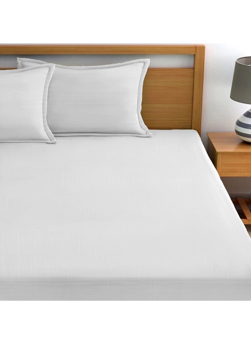 Cotton tc300 Fitted Bed Sheets +  Pillow Covers, King/Queen/Double/Single Sizes, Color White