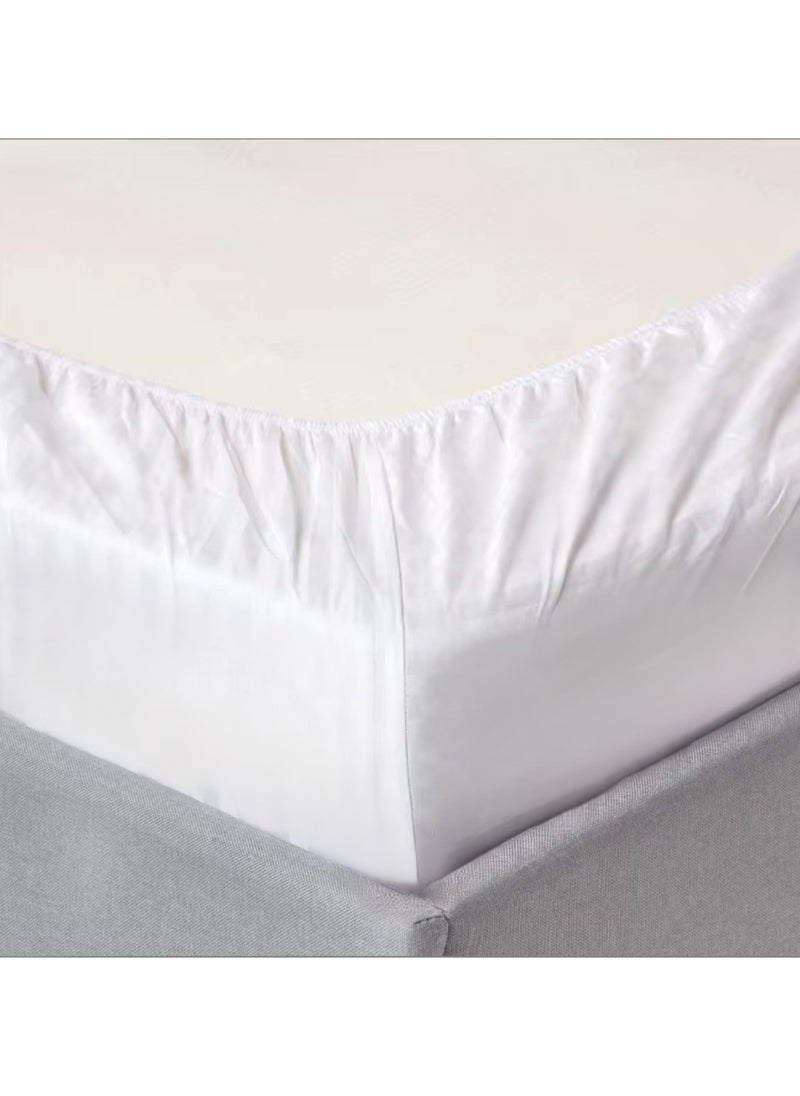 Cotton tc300 Fitted Bed Sheets +  Pillow Covers, King/Queen/Double/Single Sizes, Color White