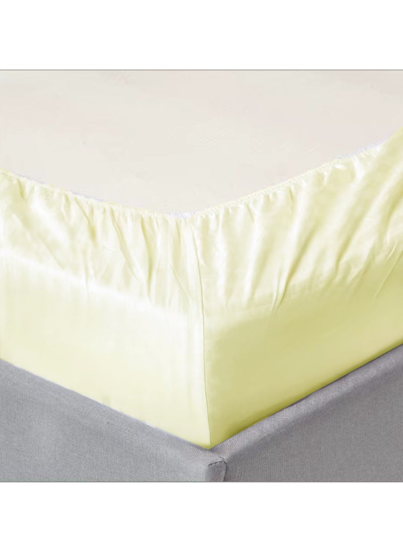 Cotton tc300 Fitted Bed Sheets +  Pillow Covers, King/Queen/Double/Single Sizes, Color Cream