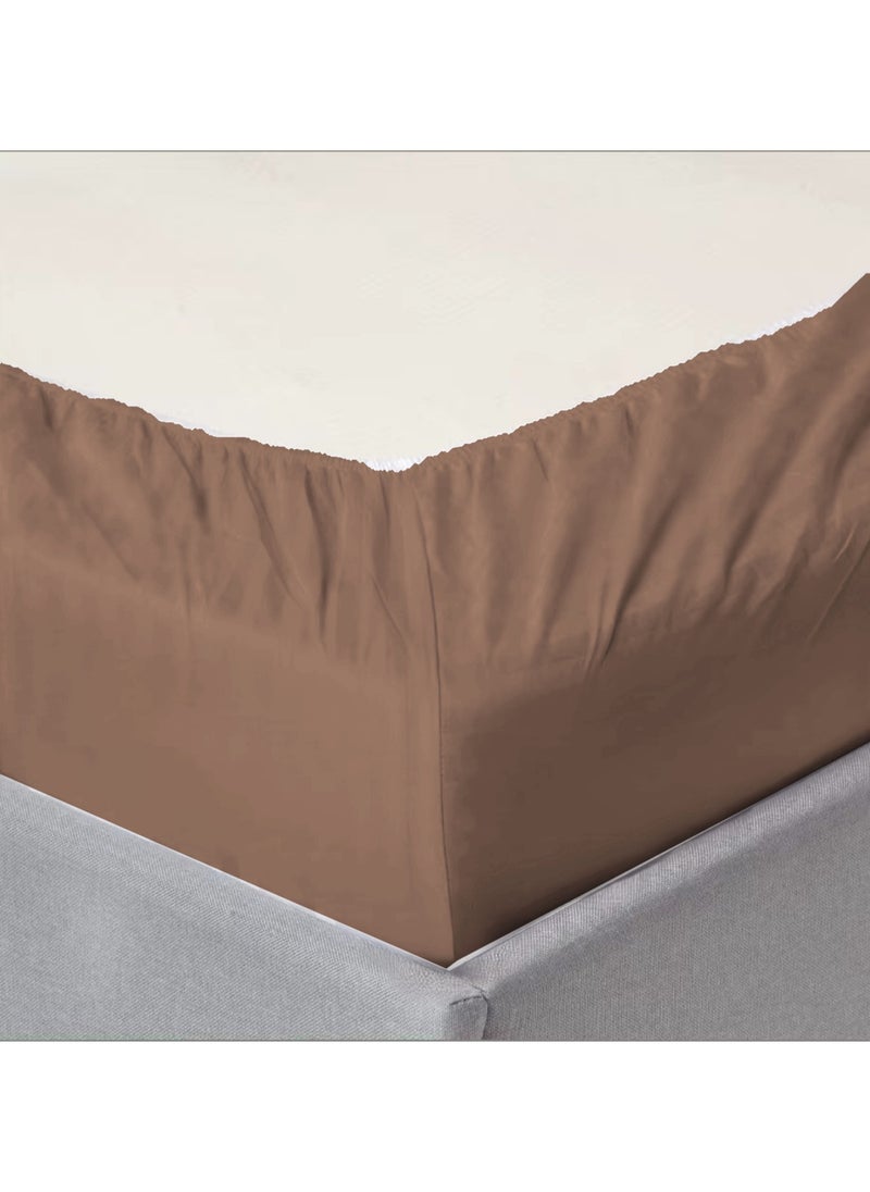 Cotton tc300 Fitted Bed Sheets +  Pillow Covers, King/Queen/Double/Single Sizes, Color Beige