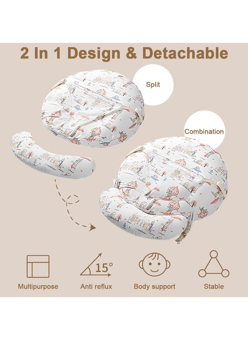 Baby Lounger, Infant Sleeping Nest Milk Feeding Wedge, Sleep Mattress Crib 15° Incline Nursing Breastfeed Pillow With Removable Cover, Kid Bed Neck Support Cushion for Newborn Child