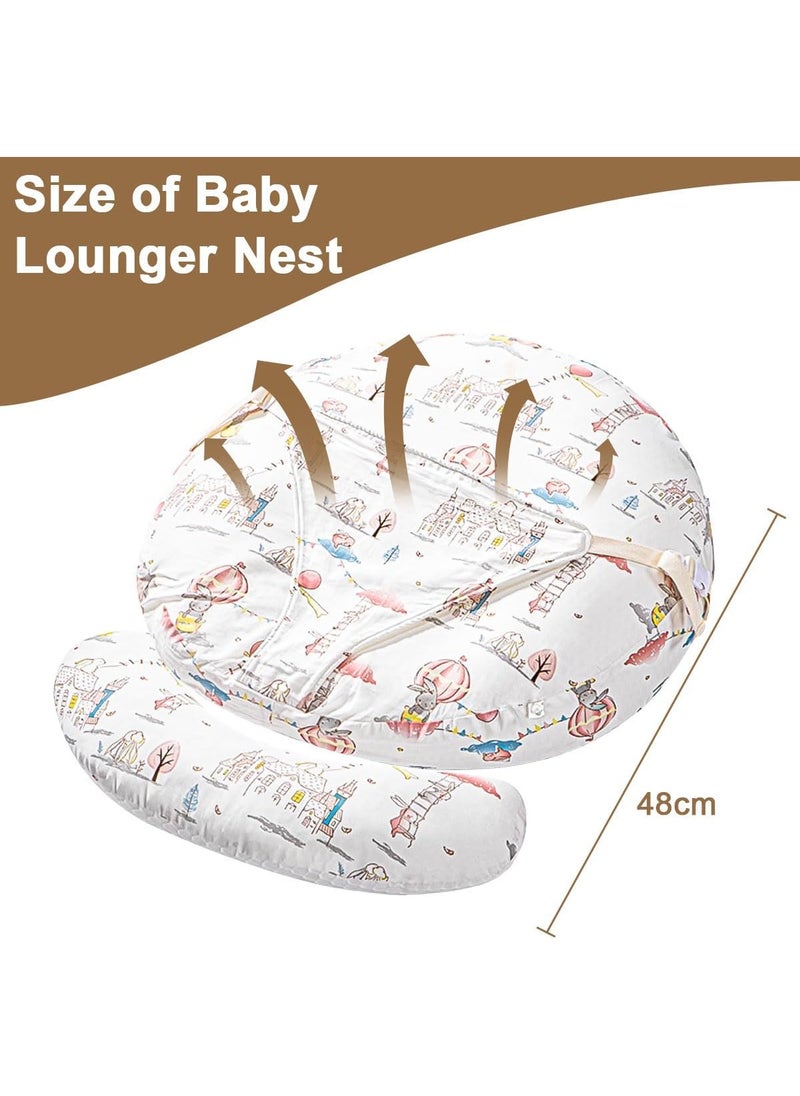 Baby Lounger, Infant Sleeping Nest Milk Feeding Wedge, Sleep Mattress Crib 15° Incline Nursing Breastfeed Pillow With Removable Cover, Kid Bed Neck Support Cushion for Newborn Child