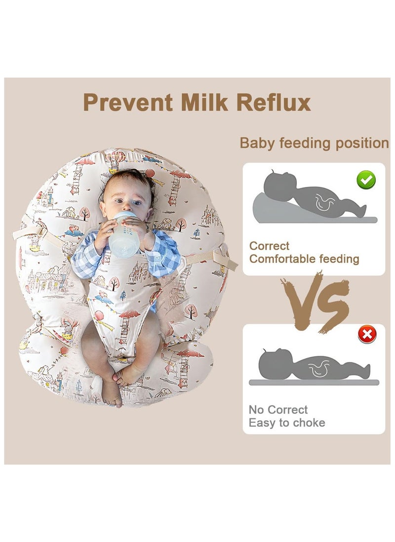 Baby Lounger, Infant Sleeping Nest Milk Feeding Wedge, Sleep Mattress Crib 15° Incline Nursing Breastfeed Pillow With Removable Cover, Kid Bed Neck Support Cushion for Newborn Child