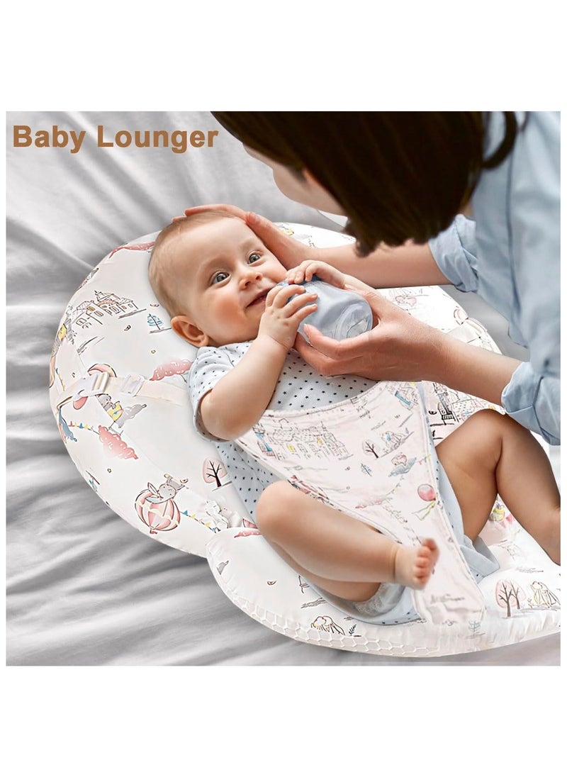 Baby Lounger, Infant Sleeping Nest Milk Feeding Wedge, Sleep Mattress Crib 15° Incline Nursing Breastfeed Pillow With Removable Cover, Kid Bed Neck Support Cushion for Newborn Child