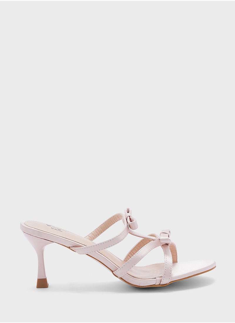 Multi Strap Bow Heel Sandal