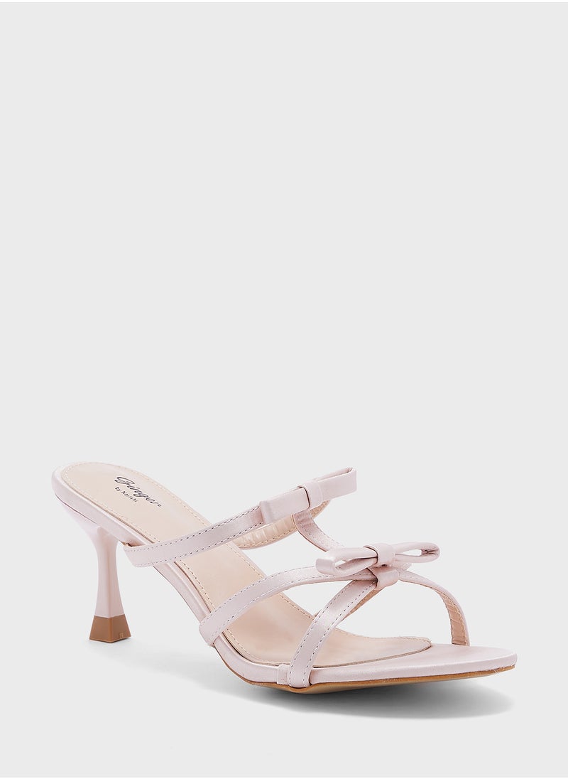 Multi Strap Bow Heel Sandal