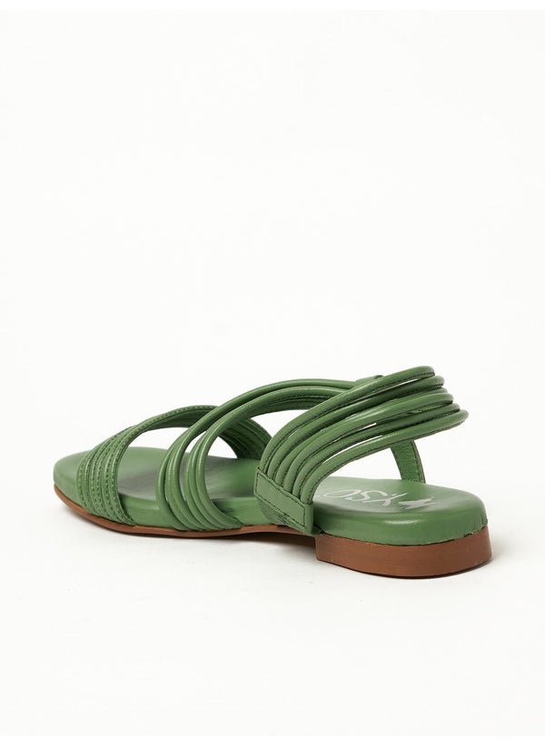 Y.SO Ladies Flat Sandals With Back Strap Green | Made In India