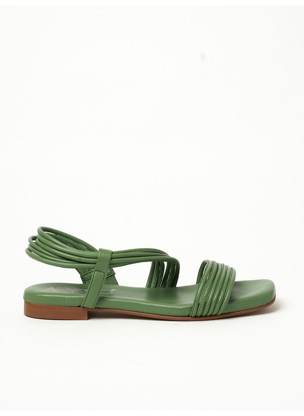 Y.SO Ladies Flat Sandals With Back Strap Green | Made In India