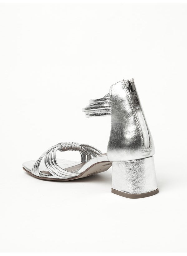 Y.SO Ladies Mid Heel Sandals Silver | Made In India