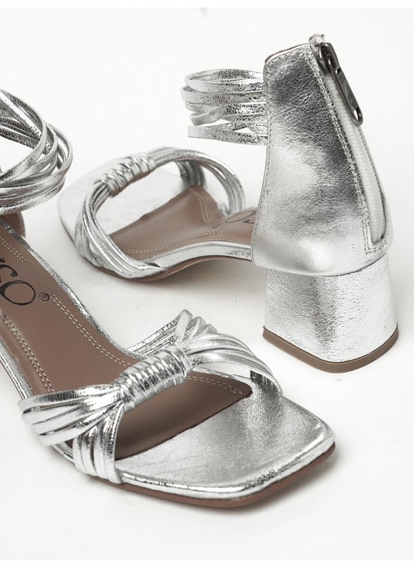 Y.SO Ladies Mid Heel Sandals Silver | Made In India