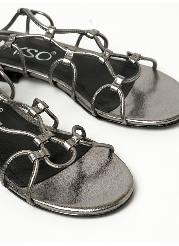 Y.SO Ladies Flat Sandals With Back Strap Grey | Made In India