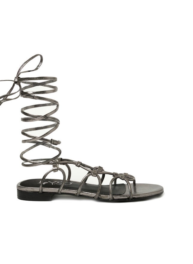 Y.SO Ladies Flat Sandals With Back Strap Grey | Made In India