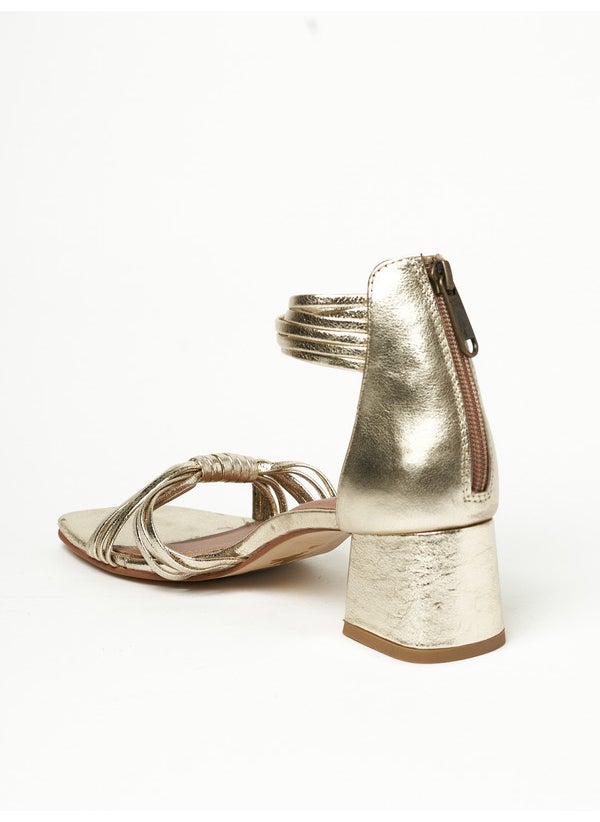 Y.SO Ladies Mid Heel Sandals Gold | Made In India