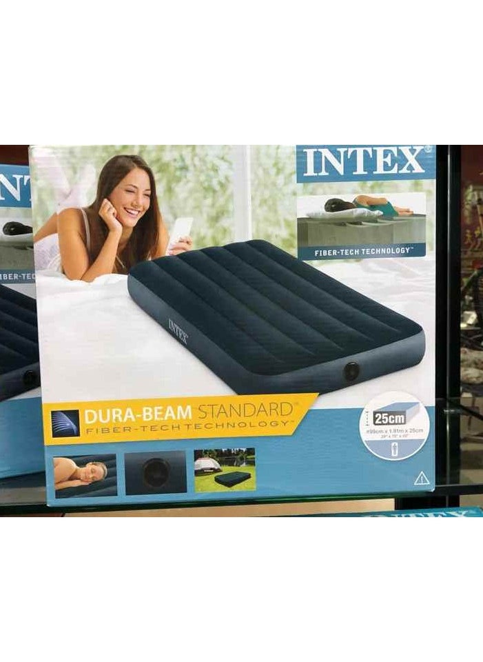 INTEX 64732 inflatable dream-snarled green single airbed flocked mattress for indoor &outdoor camping air bed