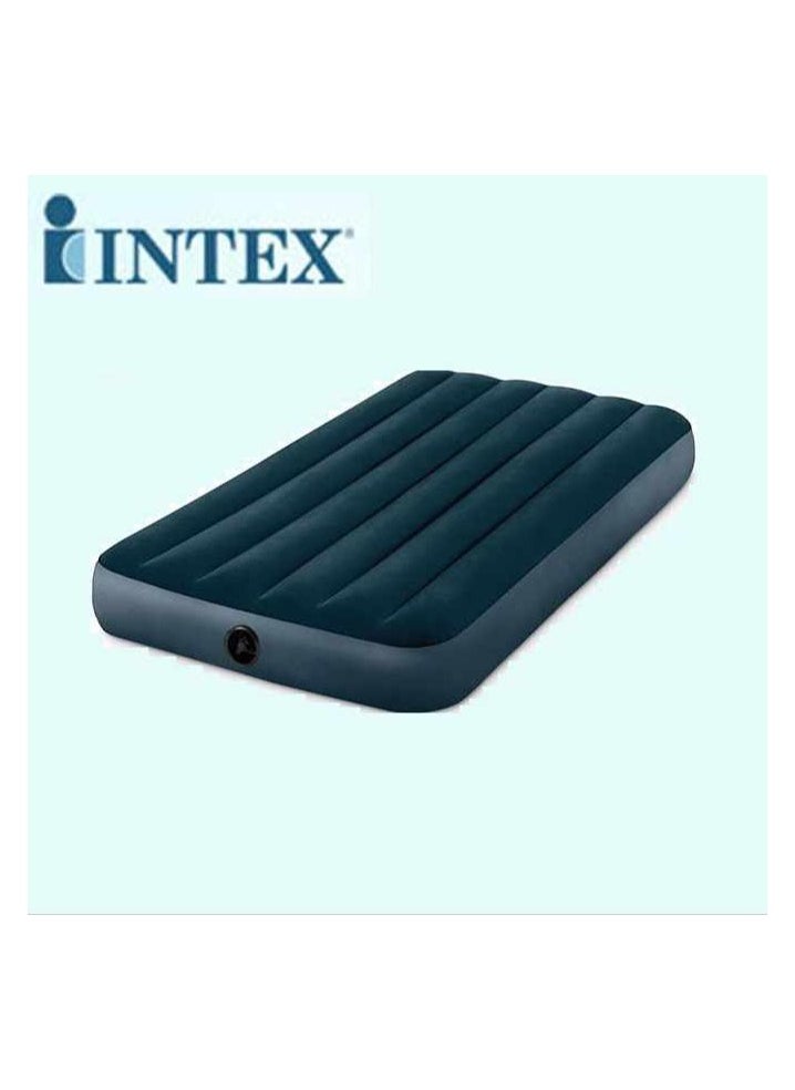 INTEX 64732 inflatable dream-snarled green single airbed flocked mattress for indoor &outdoor camping air bed