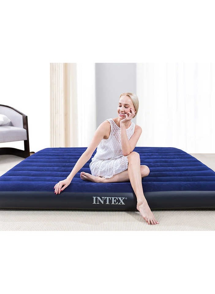 Intex 64755 Corduroy Flocked Airbed Inflatable Mattress Air Bed Classic Downy AirbedDouble King Bed