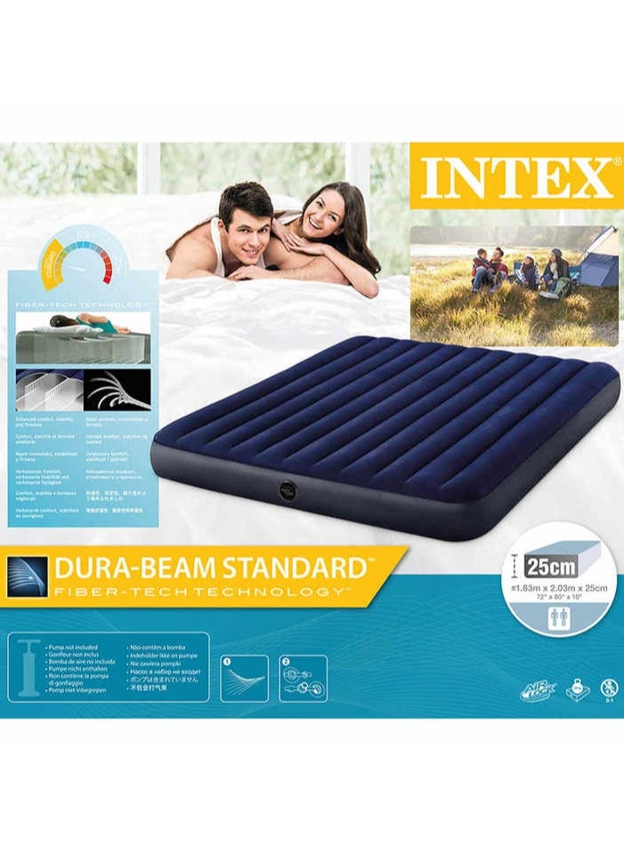 Intex 64755 Corduroy Flocked Airbed Inflatable Mattress Air Bed Classic Downy AirbedDouble King Bed