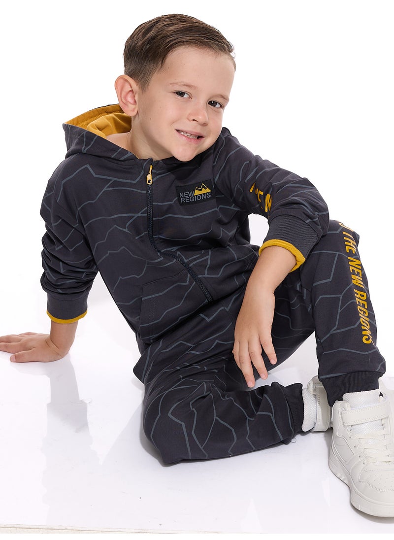 Boys' 2-Piece Printed Fullzipper Hoodie and Jogger Set (2 -8 yrs) Dark Grey