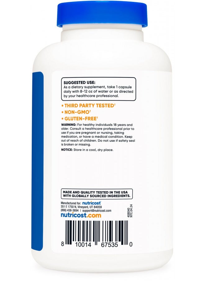 Nutricost N-Acetyl L-Cysteine (NAC) 600mg, 180 Capsules - Non-GMO, Gluten Free