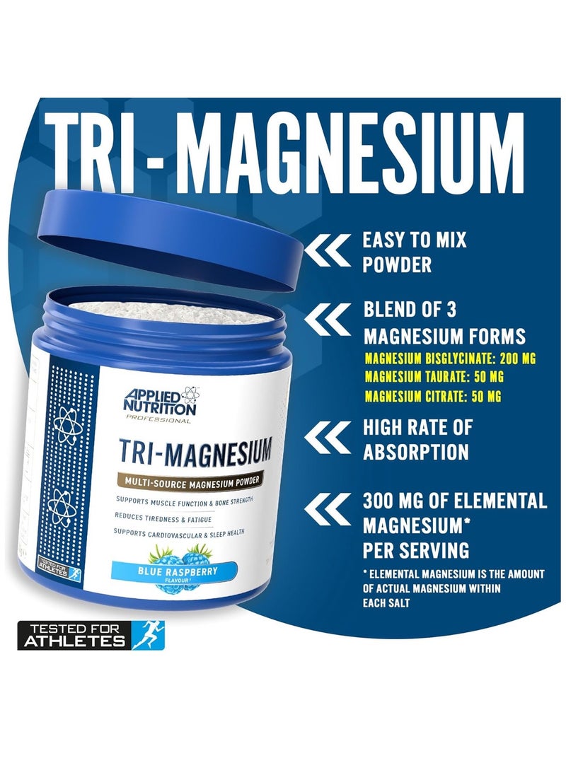 Tri-Magnesium Multi-Source Manesium Powder 200g, 50 Servings, Blue Raspberry