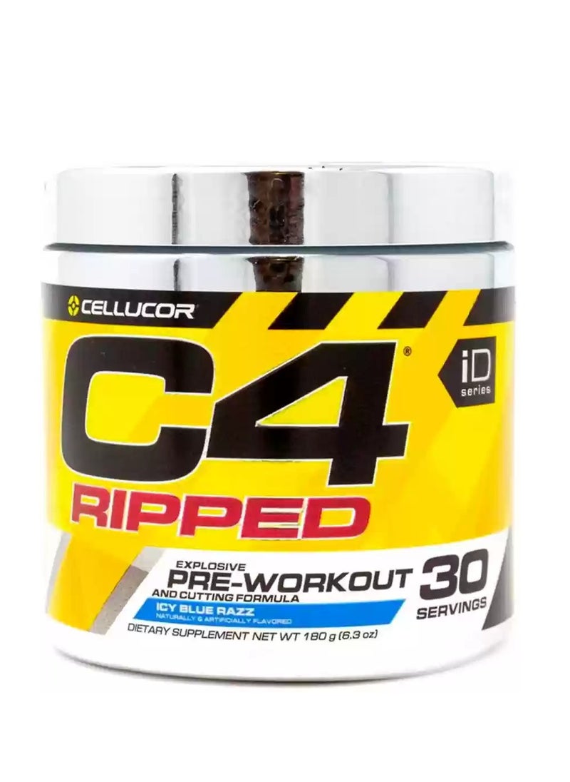 Cellucor C4 Ripped Pre-Workout Icy Blue Razz – Explosive Energy & Cutting Formula – 30 Servings