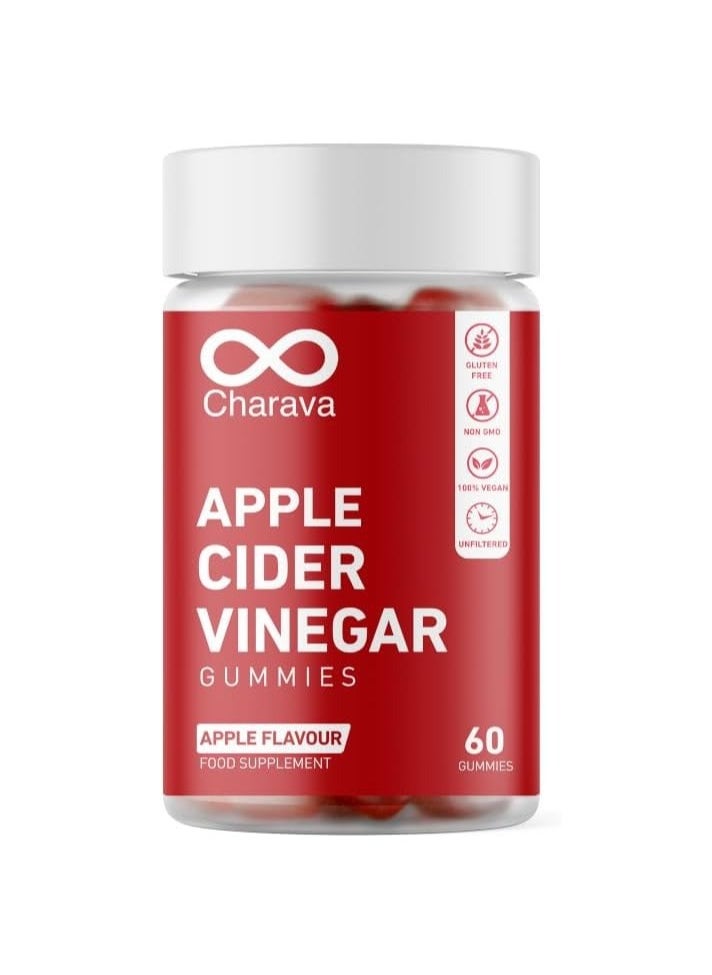 Charava Apple Cider Vinegar Gummies | 60 Gummies | 1000mg ACV | Support Digestion & Wellness | Tasty & Convenient