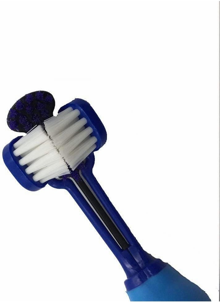 Pet Toothbrush, 2 Pack Three Sided Pet Toothbrush Dog Brush Remove Bad Breath Tartar Teeth Care Dog Cat Cleaning Mouth (Blue, Orange）