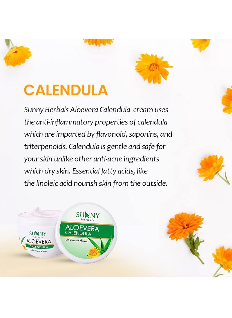 Sunny Aloevera & Calendula All Purpose Face Cream | Helps Prevent Scarring, Sunburn | Calendula Suitable For Delicate Skin | Aloevera Helps To Moisturize Skin & Gives a Healthy Glow, 500 gm
