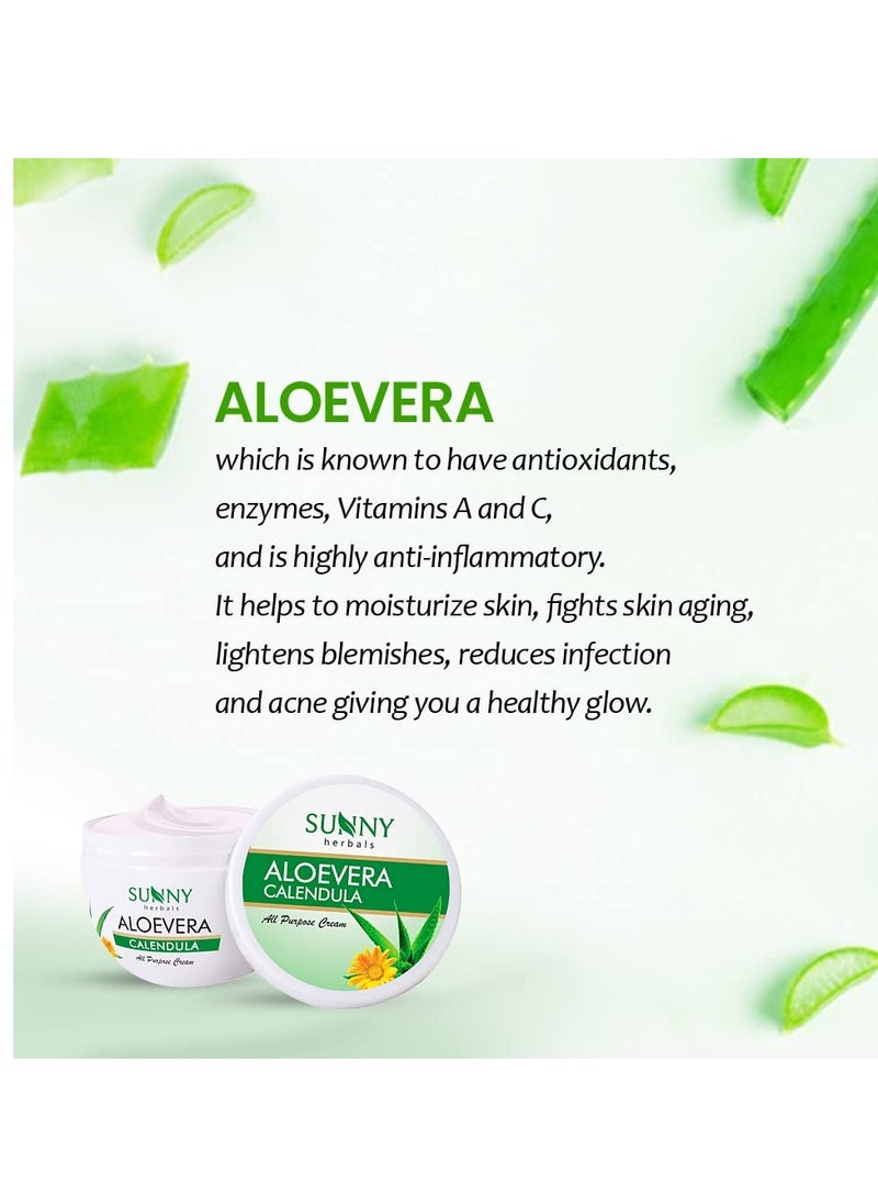 Sunny Aloevera & Calendula All Purpose Face Cream | Helps Prevent Scarring, Sunburn | Calendula Suitable For Delicate Skin | Aloevera Helps To Moisturize Skin & Gives a Healthy Glow, 500 gm
