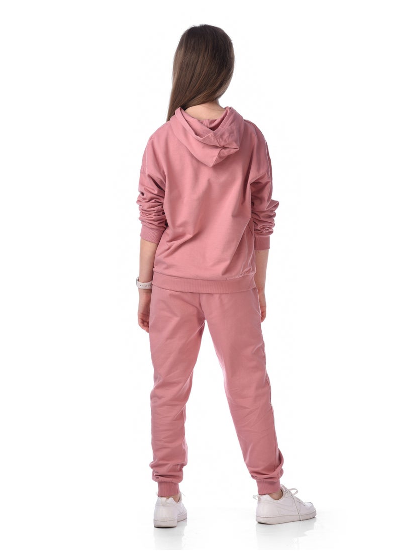 Flock Printed Hoodie With Matching Joggers Comfy Fit