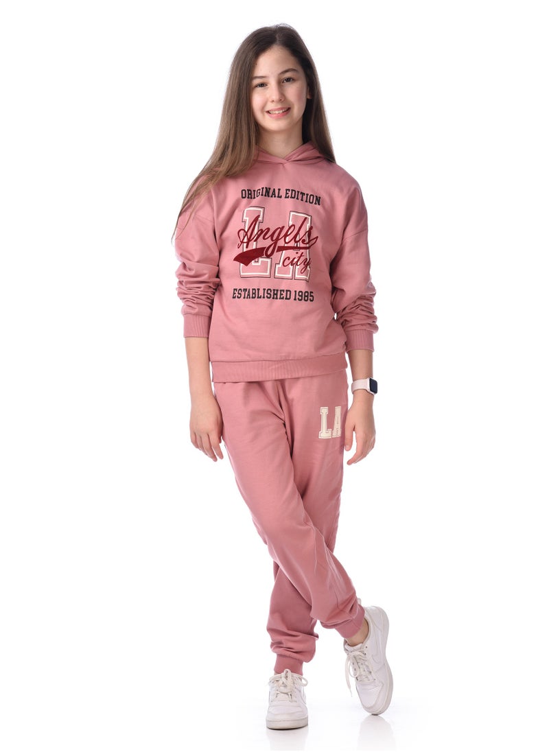 Flock Printed Hoodie With Matching Joggers Comfy Fit