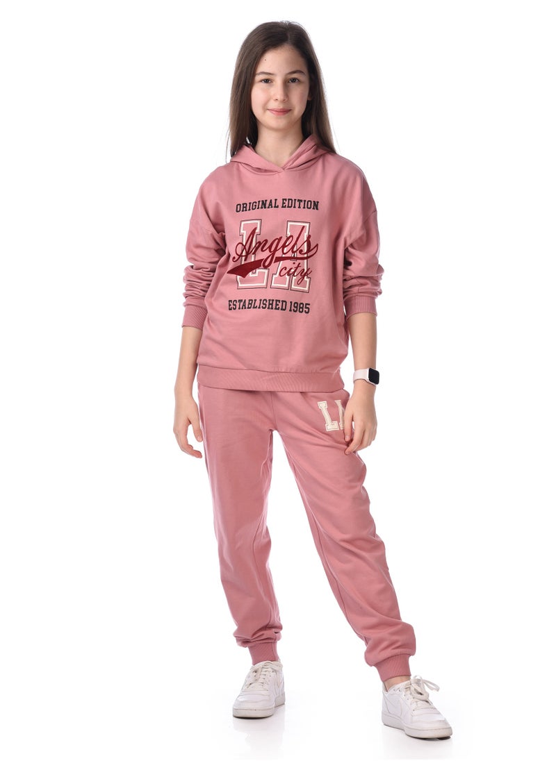 Flock Printed Hoodie With Matching Joggers Comfy Fit