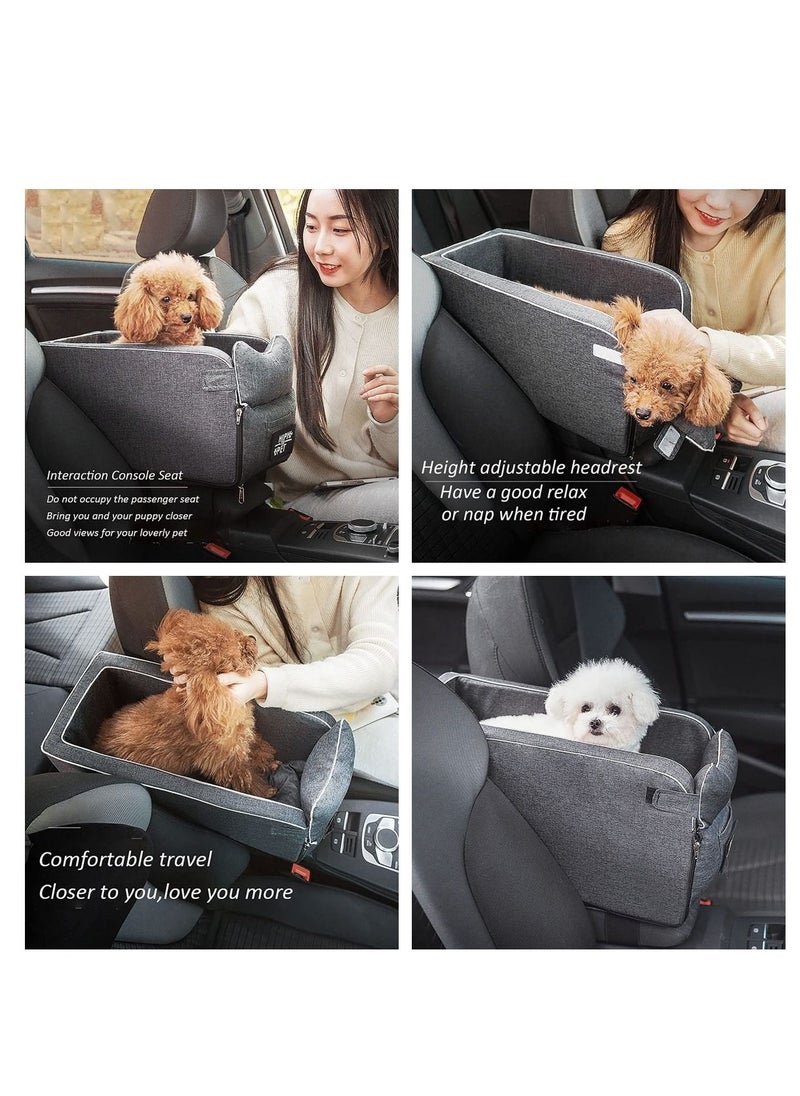 Center Console Dogs and Cats Car Seat with Fixed Velcro and Straps, Fits Car, Home, Travel .Detachable and Washable Booster Seat for Small Pets