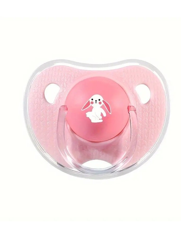 Cartoon Pattern Thumb Shaped Pacifier, Silicone Teething Pacifier With PP Box Pink Color