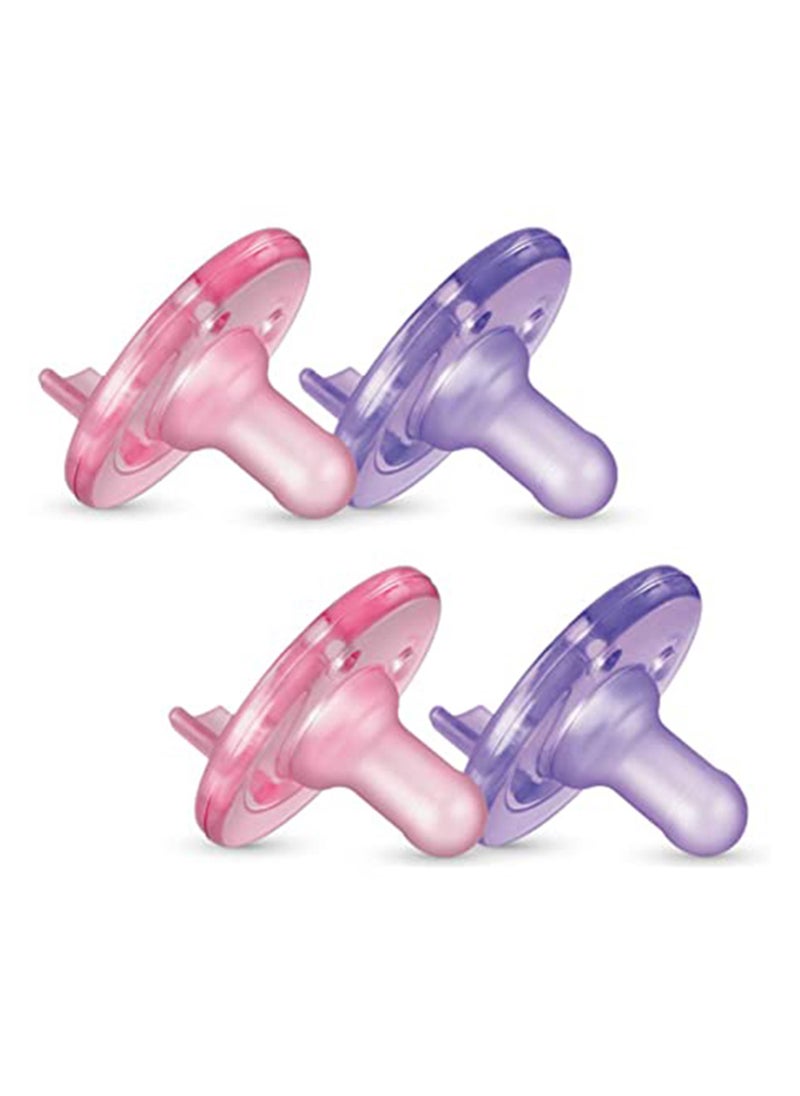 Free-Bpa and Latex Silicone Soothie Pacifier, Pack of 2, Pink/Purple - SCF190/02