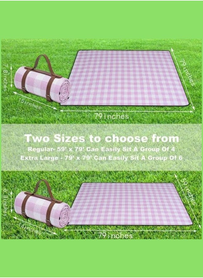 Beach Blanket Large Picnic Mat Sandproof Waterproof Outdoor Indoor Blanket Lightweight Easy Fold Portable Beach Mat for Camping Hiking 200 x 200 cm Pink