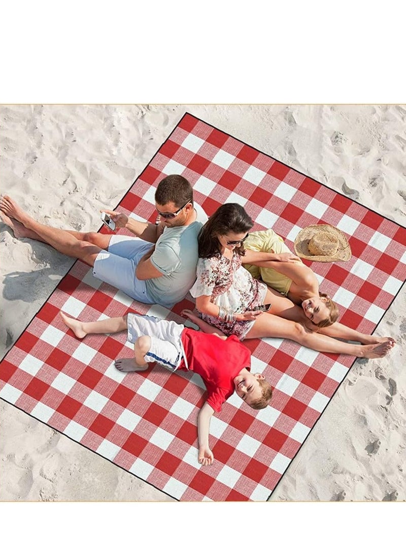 LIfenpure Beach Mat 200 x 210 cm Camping Picnic Blanket Red