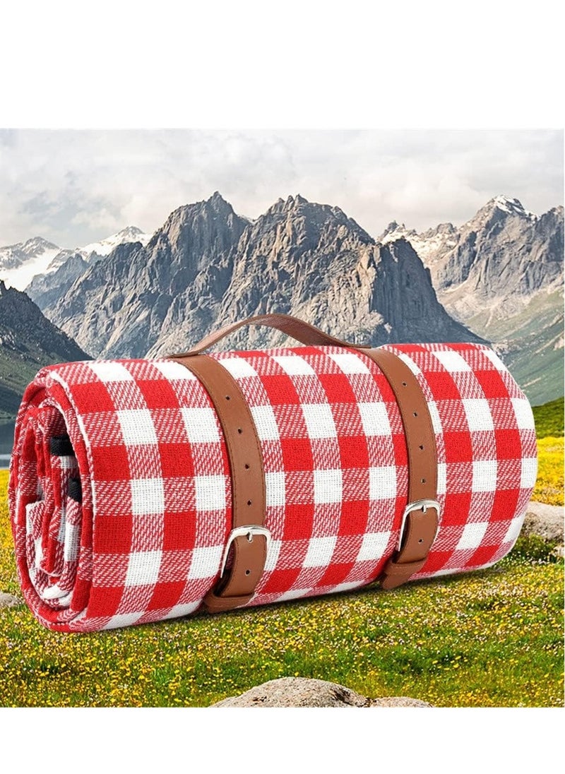 LIfenpure Beach Mat 200 x 210 cm Camping Picnic Blanket Red