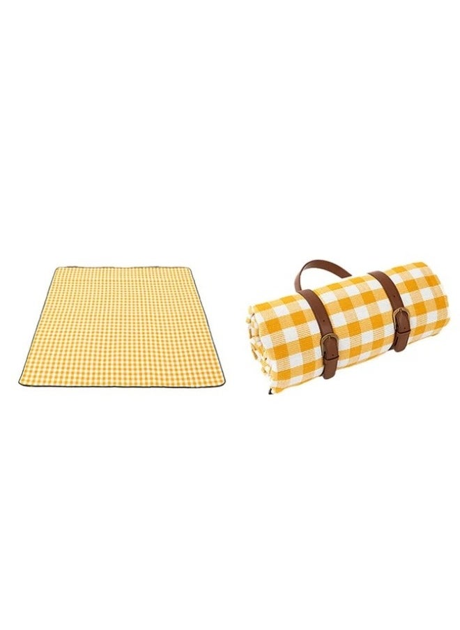 Lifenpure Beach Mat 200 x 200 cm Camping Picnic Blanket Yellow