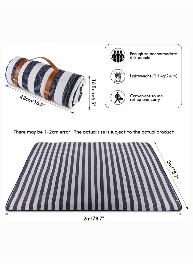 Beach Blanket Large Picnic Mat Sandproof Waterproof Outdoor Indoor Blanket Lightweight Easy Fold Portable Beach Mat for Camping Hiking 200 x 200 cm